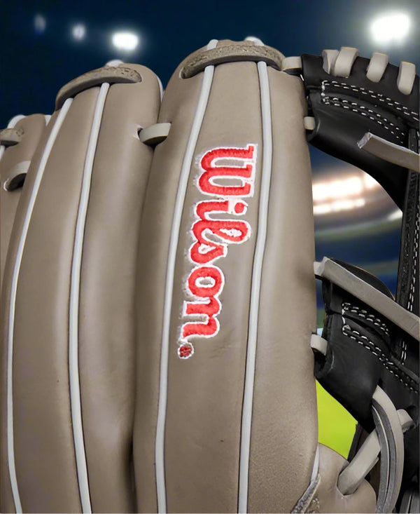 Close-up of the logo on the Wilson Fall 2024 A1000® 11.75" 1787 Baseball Glove