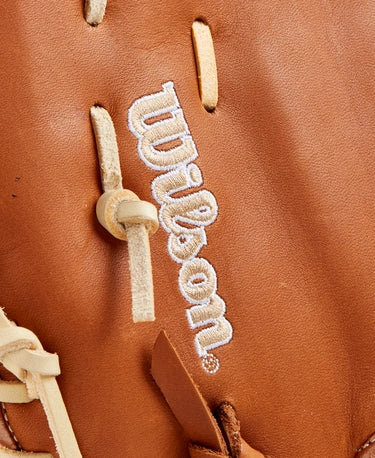 Close-up of the logo on the Wilson Fall 2024 A1000® 12.5" 1620 Baseball First Base Mitt