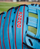 Close-up of the logo on the Wilson Fall 2024 A2000® 1750 12.5” Baseball Glove