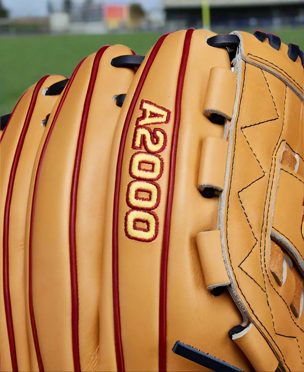 Close-up of the logo on the Wilson Winter 2024 A2000® Rachel Garcia ASO 12" Fastpitch Glove