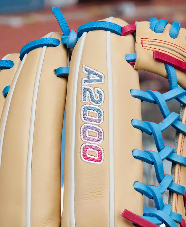 Close-up of the logo on the Wilson Winter 2024 A2000® T125 12.5" Fastpitch Glove