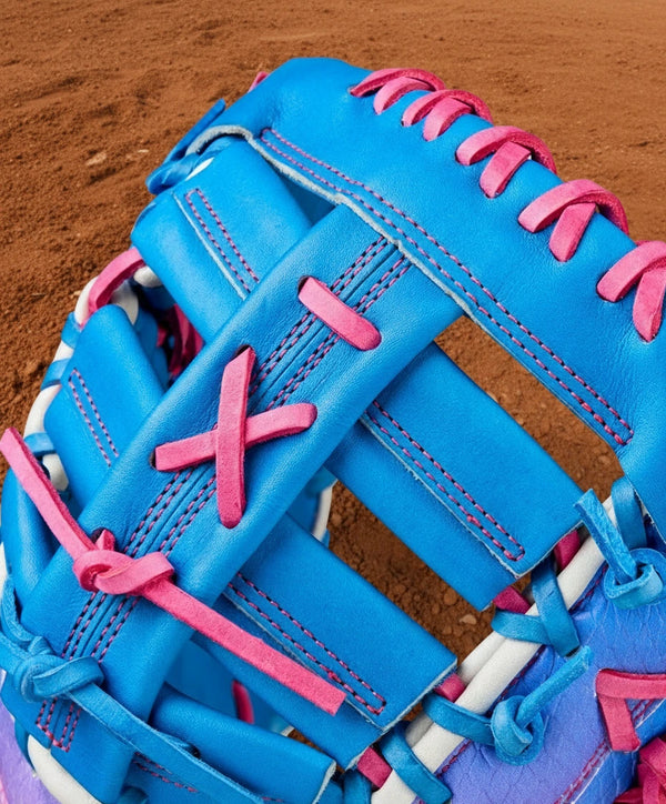 Close-up of the web on the Wilson A2000® 1612SS Love the Moment™ 12" Baseball First Base Mitt