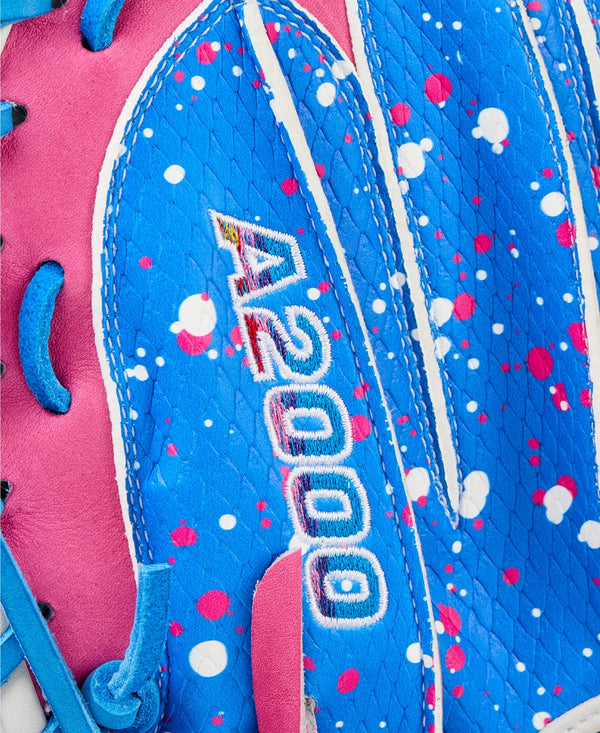Close-up of the logo on the Wilson A2000® CM33SS Love the Moment™ 33" Baseball Catchers Mitt