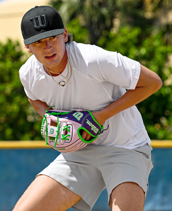 Player practicing with the Wilson Fall 2025 A2000® 1786 11.5" Baseball Glove