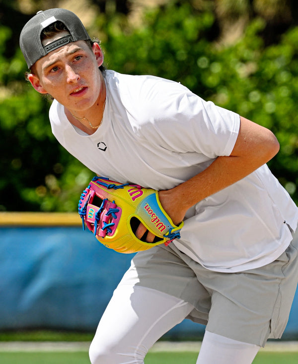 Player practicing with the Wilson Fall 2025 A2000® 1786SS 11.5" Baseball Glove