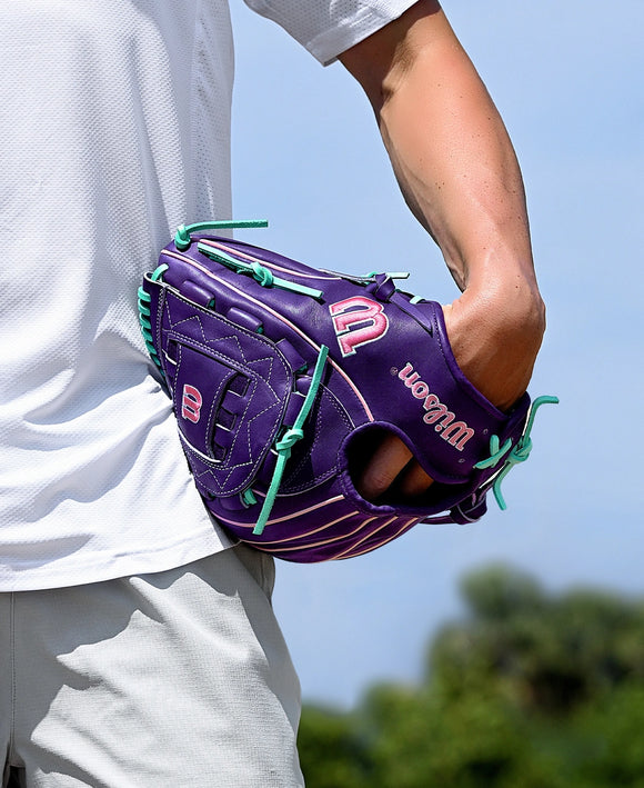 Player wearing the Wilson Fall 2025 A2K® C12 12" Baseball Glove