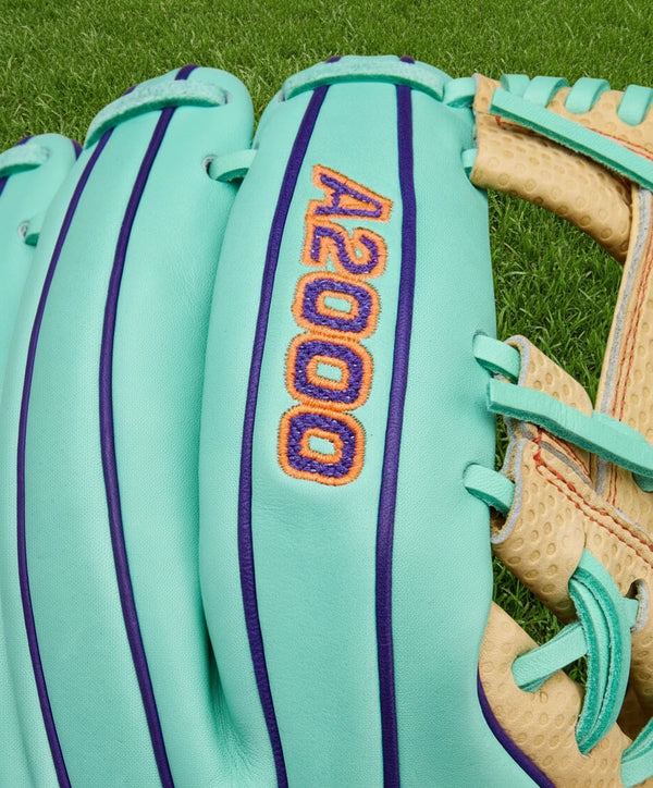 Close-up of the logo on the Wilson Winter 2025 A2000® SC1786 11.5" Baseball Glove