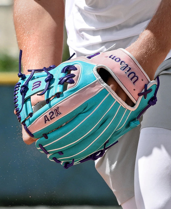 Player practicing with the Wilson Winter 2025 A2K® 1786 11.5" Baseball Glove