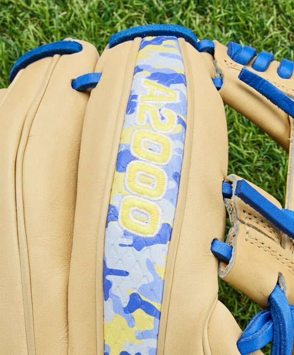 Close-up of the logo on the Wilson Winter 2025 Bobby Witt Jr. A2000® BWJ7 GM 11.75" Baseball Glove