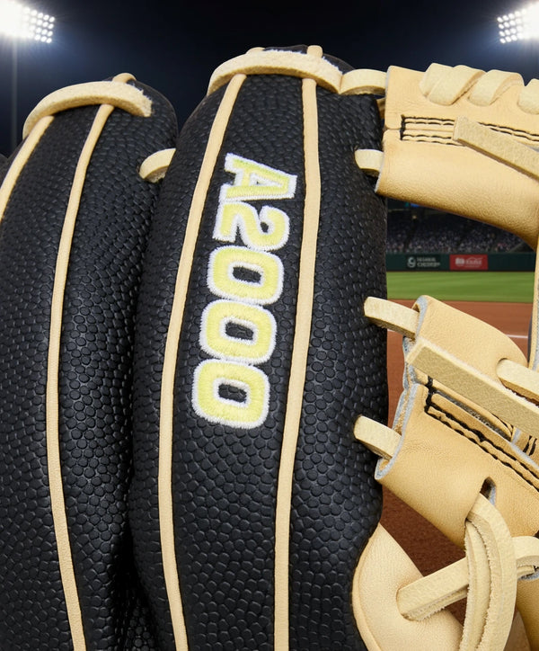 Close-up of the logo on the Wilson A2000® Classics Series DP15SS 11.5" Baseball Glove