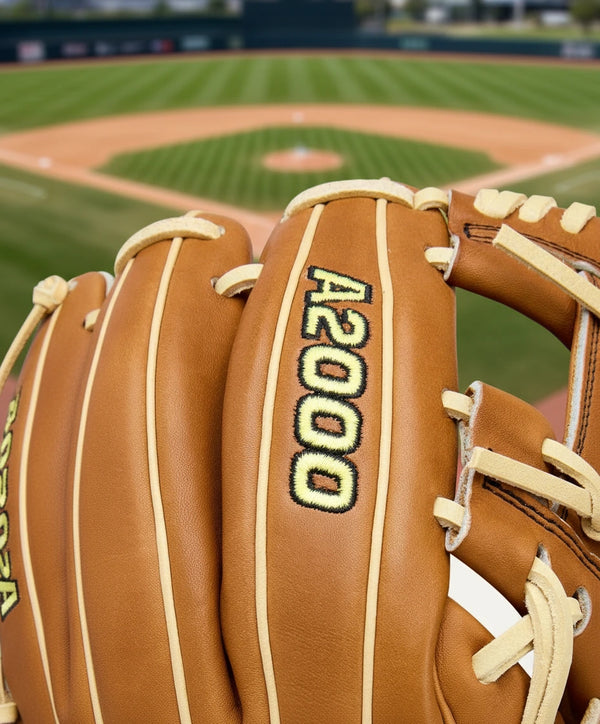 Close-up of the logo on the Wilson A2000® Classics Series DP15 11.5" Baseball Glove