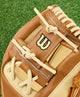 Close-up of the web on the Wilson A2000® Classics Series 1975 11.75" Baseball Glove