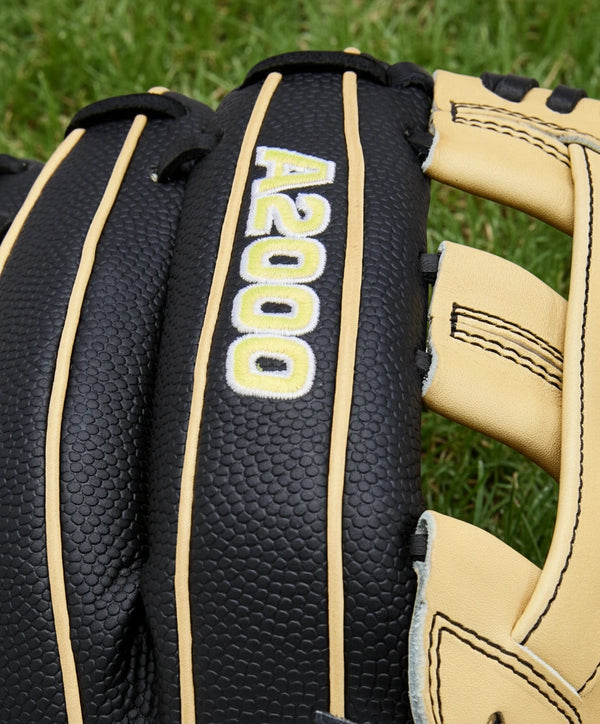 Close-up of the logo on the Wilson A2000® Classics Series DW5 12" Baseball Glove