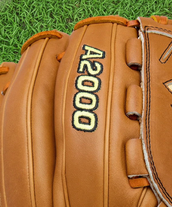 Close-up of the logo on the Wilson A2000® Classics Series B23 12" Baseball Glove
