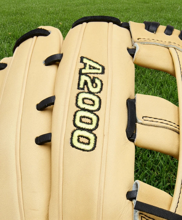 Close-up of the logo on the Wilson A2000® Classics Series 1777 12.75" Baseball Glove