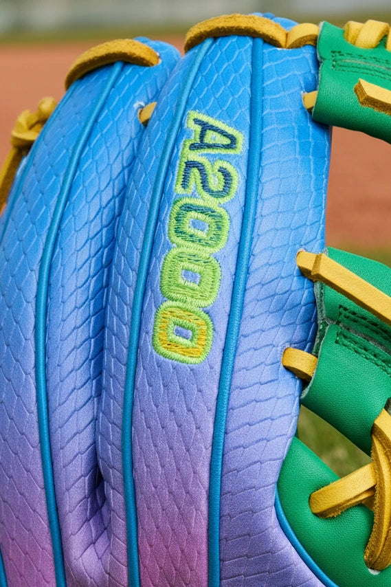 Close-up of the logo on the Wilson A2000® 1786SS Love the Moment™ Noah's Edition 11.5" Baseball Glove