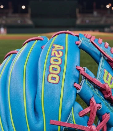 Close-up of the logo on the Wilson A2000® DP15 Love the Moment™ 11.5" Baseball Glove