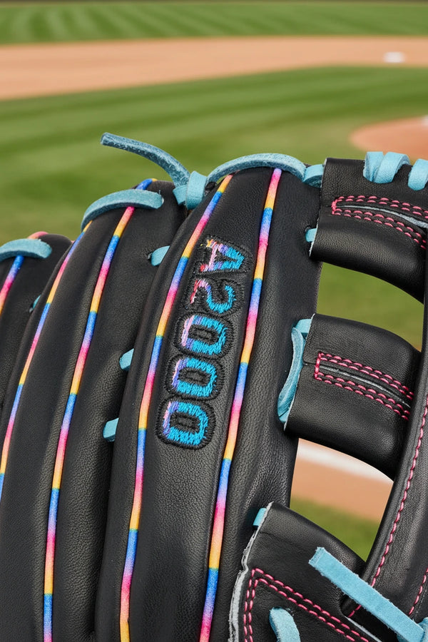 Close-up of the logo on the Wilson A2000® 1750 Love the Moment™ 12.5" Baseball Glove