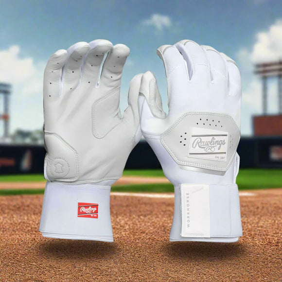 Rawlings Workhorse Compression Strap Batting Gloves - White/White