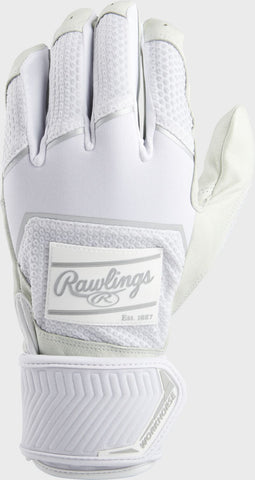 Rawlings Youth Workhorse Compression Strap Batting Gloves - White