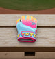 View of the backhand of the Easton Walk-Off Ethos Spring Break Youth Batting Glove - Columbia/Pink
