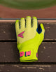 View of the backhand of the Easton Walk-Off Ethos Spring Break Youth Batting Glove - Neon