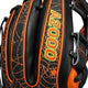 Close-up of the logo on the Wilson A2000 1720SS 11.5" Baseball Glove - GOTM October 2026