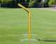 Side view of the Bullet Fastpitch Softball Screen with Overhead Protector (8' x 4') - Yellow