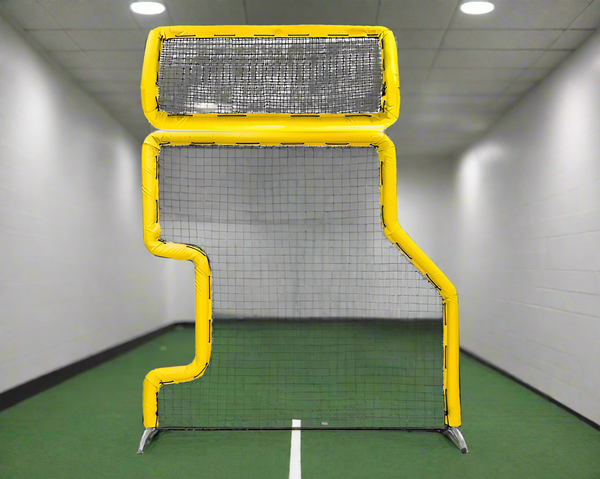 Bullet Combo L-Screen with Overhead Protector (7' x 7') - Yellow