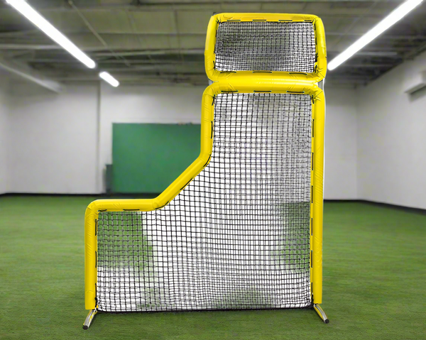 Bullet L-Screen with Overhead Protector (7' x 7') - Yellow