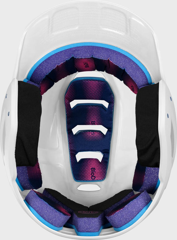 View of the inside of the Easton Z50 Matte Baseball Batting Helmet - White