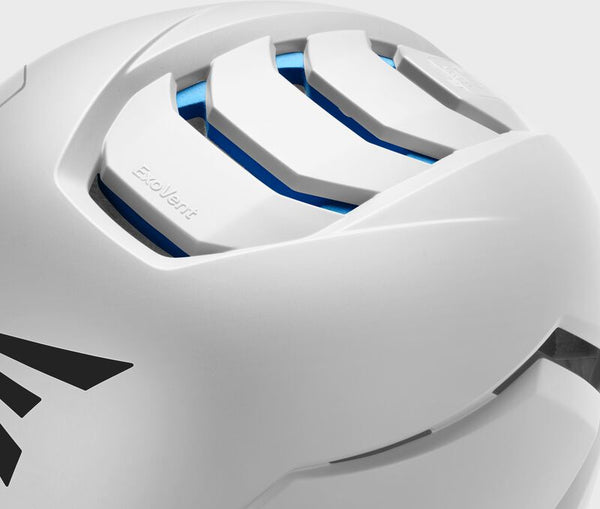 Close-up view of the air vents on the Easton Z50 Matte Baseball Batting Helmet - White