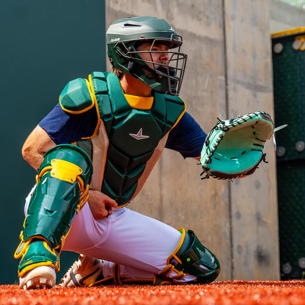 Player catching with the All Star Limited Pro Elite® Series 34" Baseball Catchers Mitt - Mint/Black