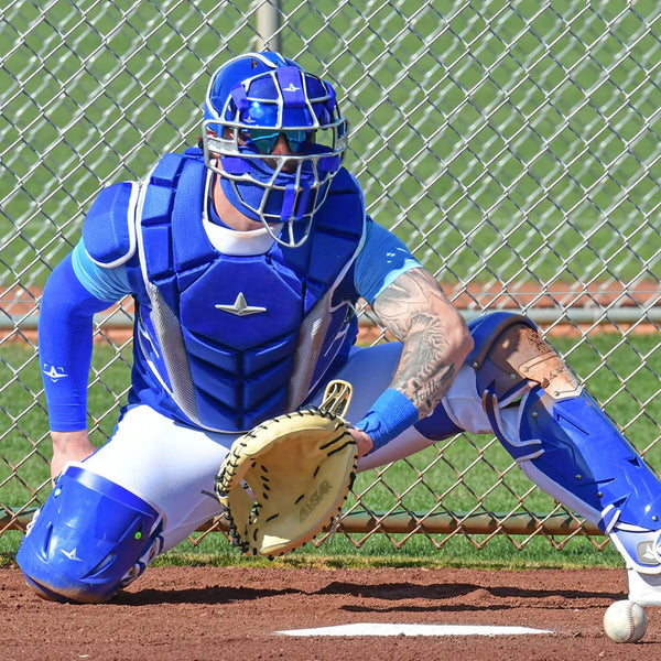 Player catching with the All Star Limited Pro Elite® Series 34" Baseball Catchers Mitt - Blonde