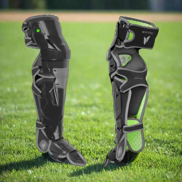 Leg guards on the All Star MVP-Pro Series™ Adult Team Color Catching Kit