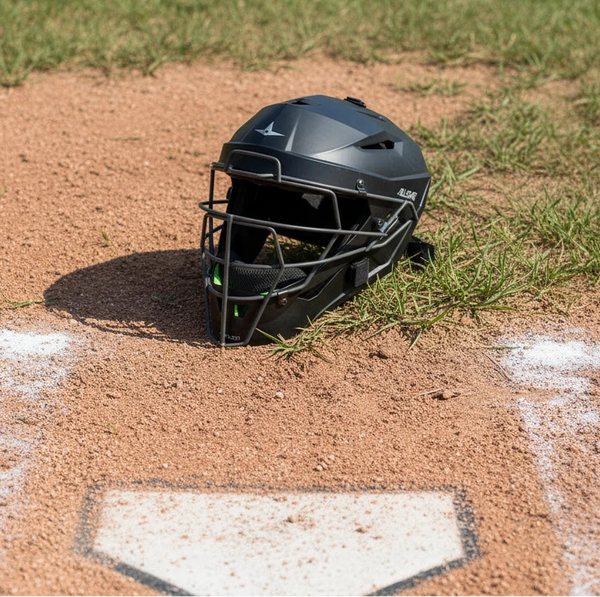 View of the catchers helmet in the All Star MVP-Pro Series™ Youth Catching Kit 