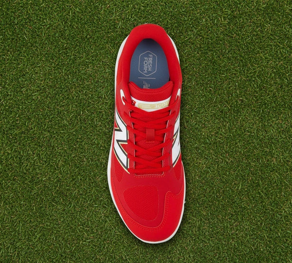 Top view of the New Balance Fresh Foam 3000 v7 Men's Turf/Trainer - Red