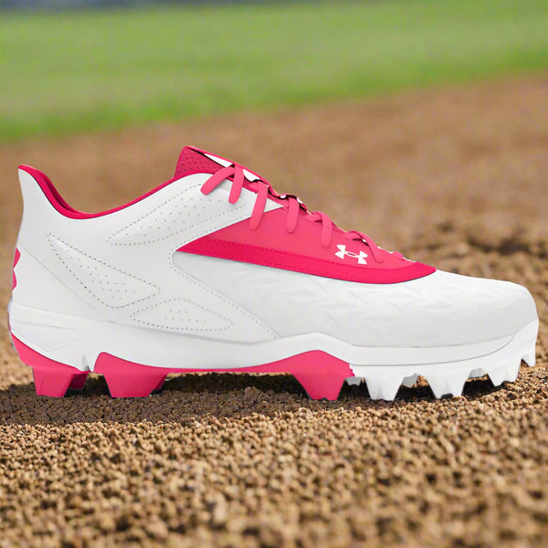 Under Armour Leadoff Low RM Jr. 3.0 Youth Molded Cleat - Pink/White