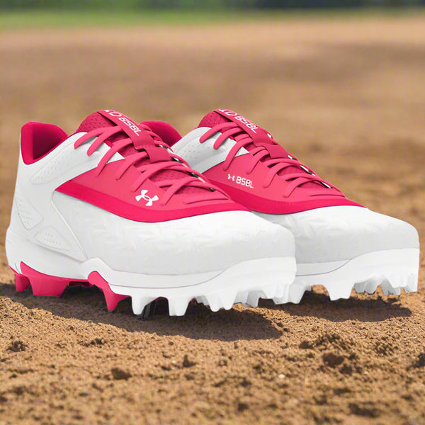 Under Armour Leadoff Low RM Jr. 3.0 Youth Molded Cleat - Pink/White