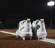 View of the heels on the New Balance FuelCell 4040 v8 Molded Cleats - White/Black
