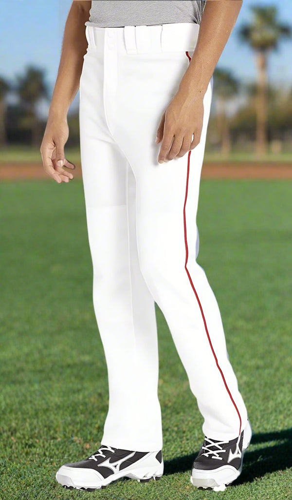 Player modeling the Mizuno Premier Pro Piped Baseball Pant G2