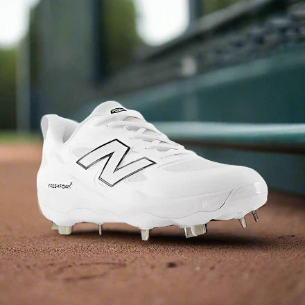 New Balance Fresh Foam X Velo v4 Metal Softball Cleat - White w/ Black