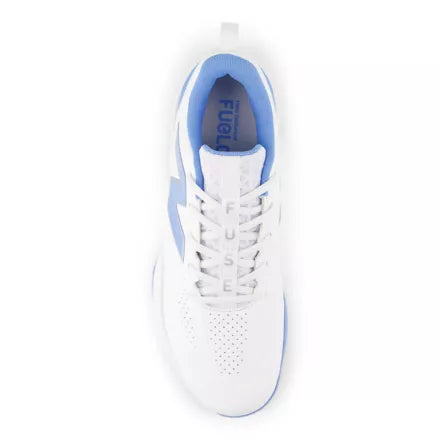 Top view of the New Balance Fuse v5 Women's Turf-Trainer Shoe - White/Columbia