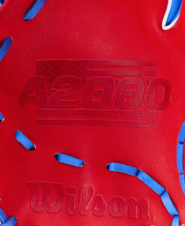 Close-up of the inside of the glove, featuring an embossed US flag with the A2000 logo
