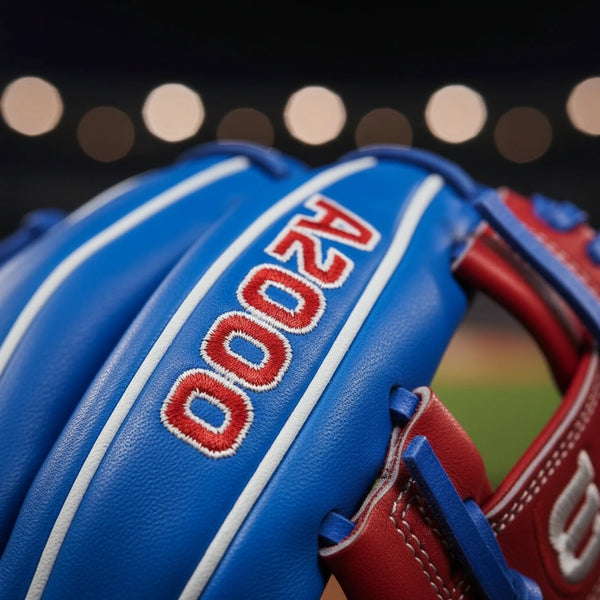 Close-up of the logo on the Wilson A2000 1786SS 11.5" Baseball Glove - GOTM July 2026