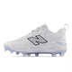 New Balance Fresh Foam Velo v5 Molded Softball Cleat - White w/ Metallic Silver