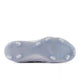View of the sole of the New Balance Fresh Foam Velo v5 Molded Softball Cleat - White w/ Metallic Silver
