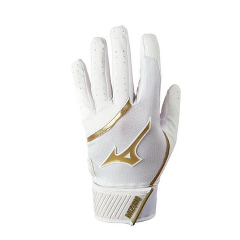 Mizuno MVP Youth Batting Glove - White/Gold