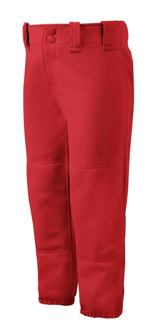 Mizuno Girl’s Youth Belted Softball Pant #350462 - Red