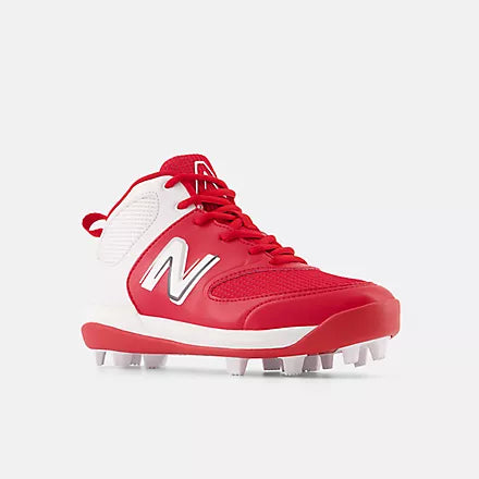 New Balance Youth 3000 v6 Molded Cleat - Red w/ White